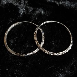 NEW Sterling Silver Diamond Cut Hoop Earrings